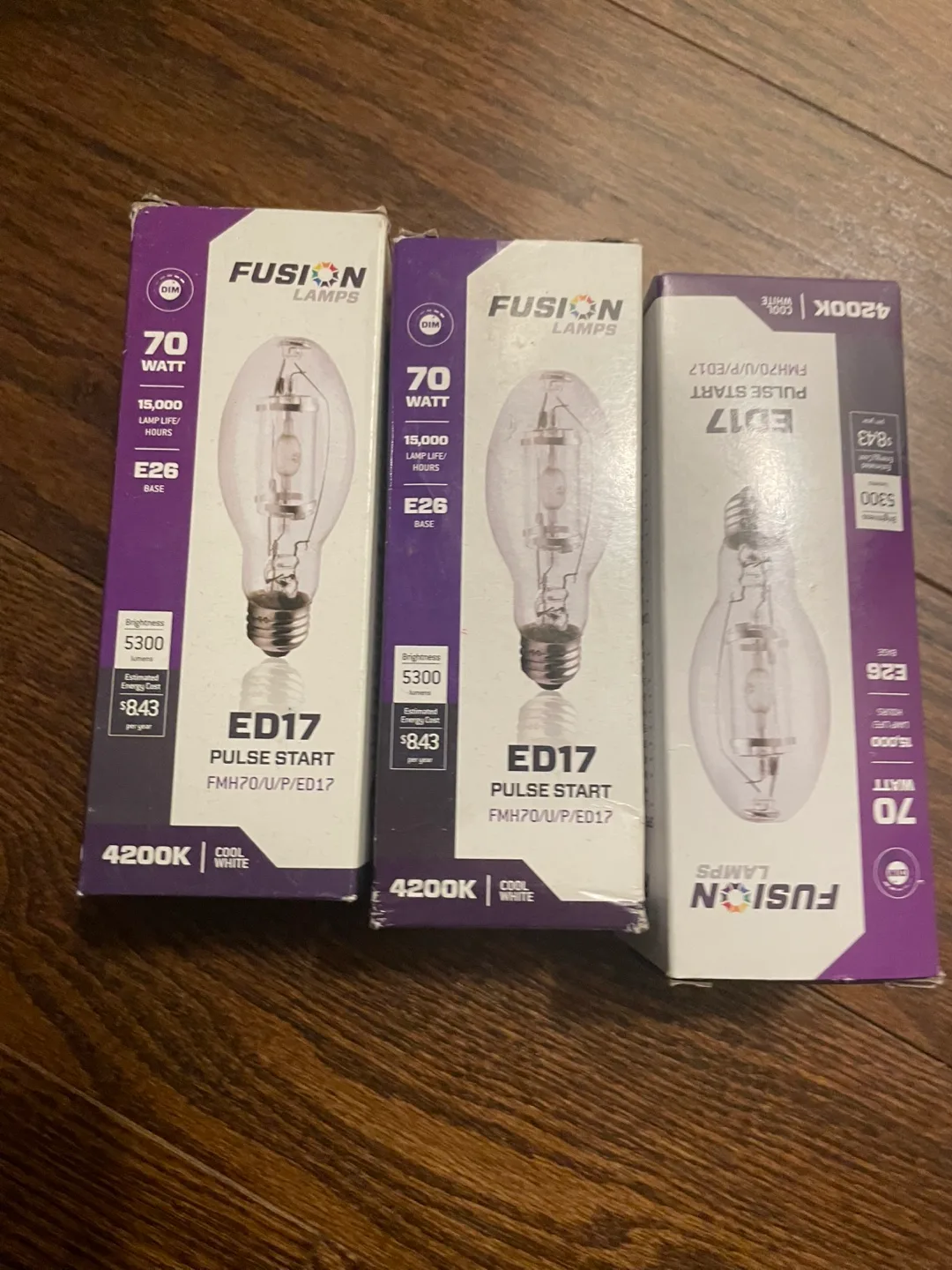 #freecycle Three 70-Watt Fusion Lamps ED17 Pulse Start Bulbs thumbnail