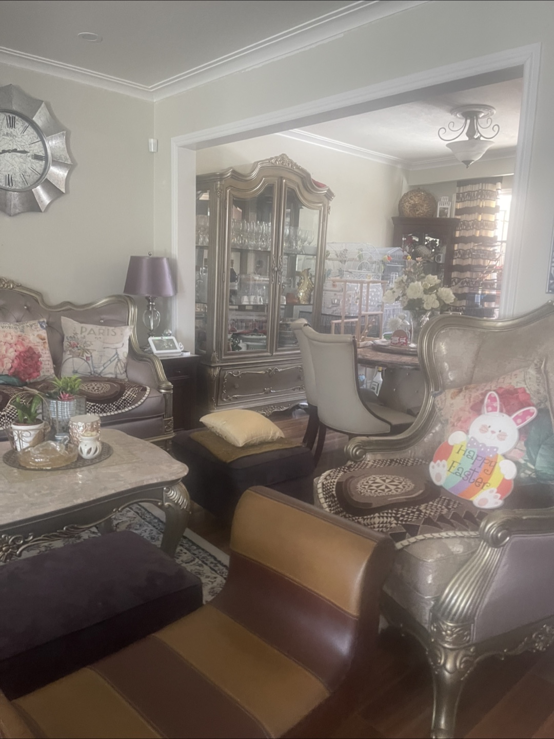 Sofa set and Oval Wall Mirror