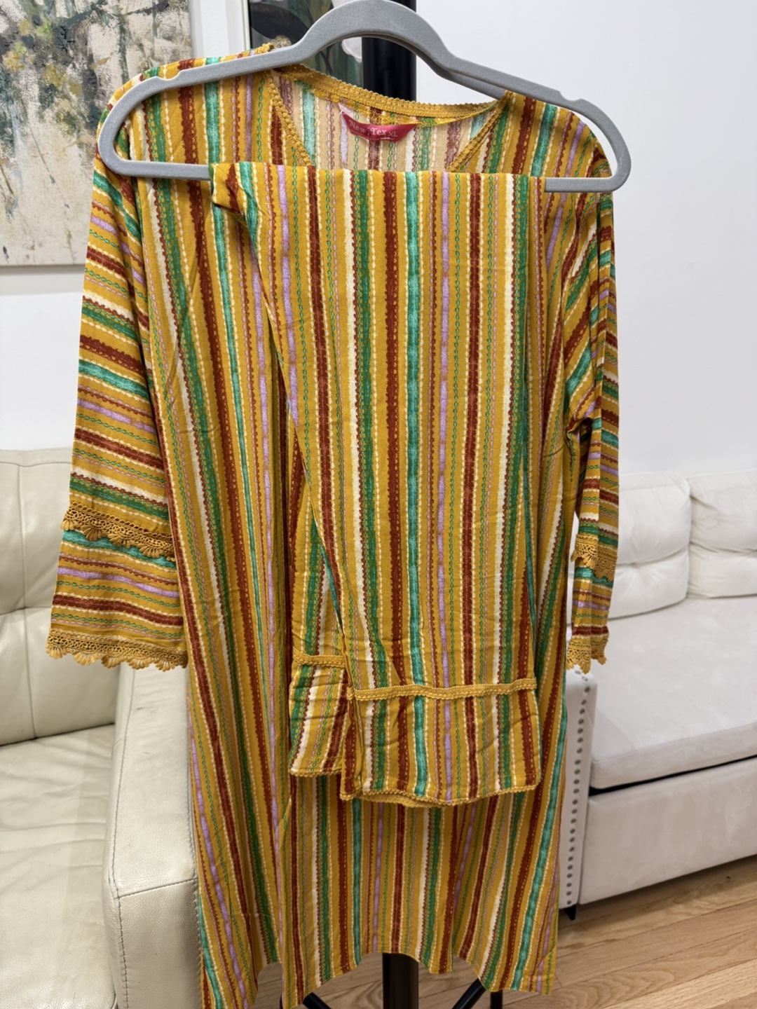 New Texl Women's Mustard Yellow Striped 2-Piece Set - photo 3