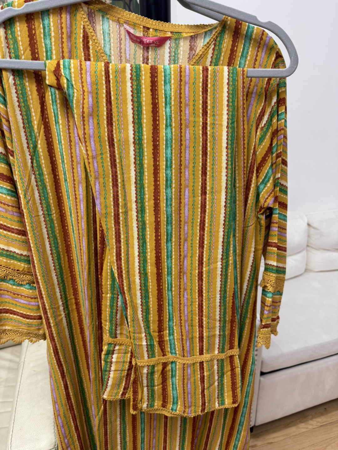 New Texl Women's Mustard Yellow Striped 2-Piece Set - photo 2
