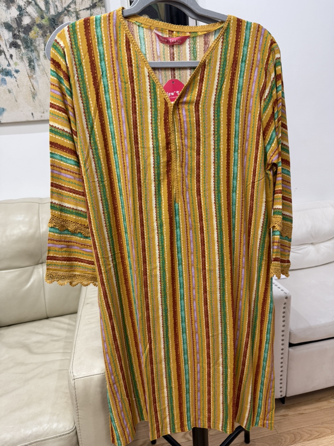 New Texl Women's Mustard Yellow Striped 2-Piece Set