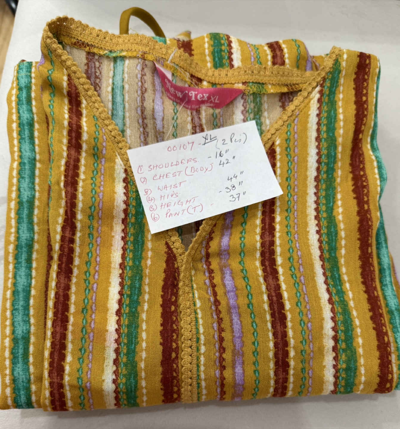 New Texl Women's Mustard Yellow Striped 2-Piece Set - photo 4