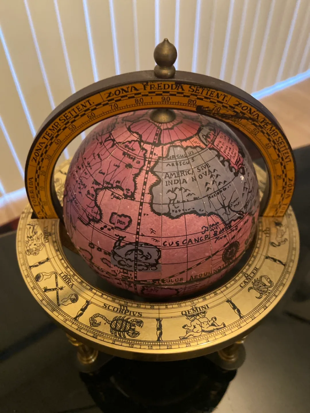 Antique-Style (old world) Brass Globe Music box image indicator(2)