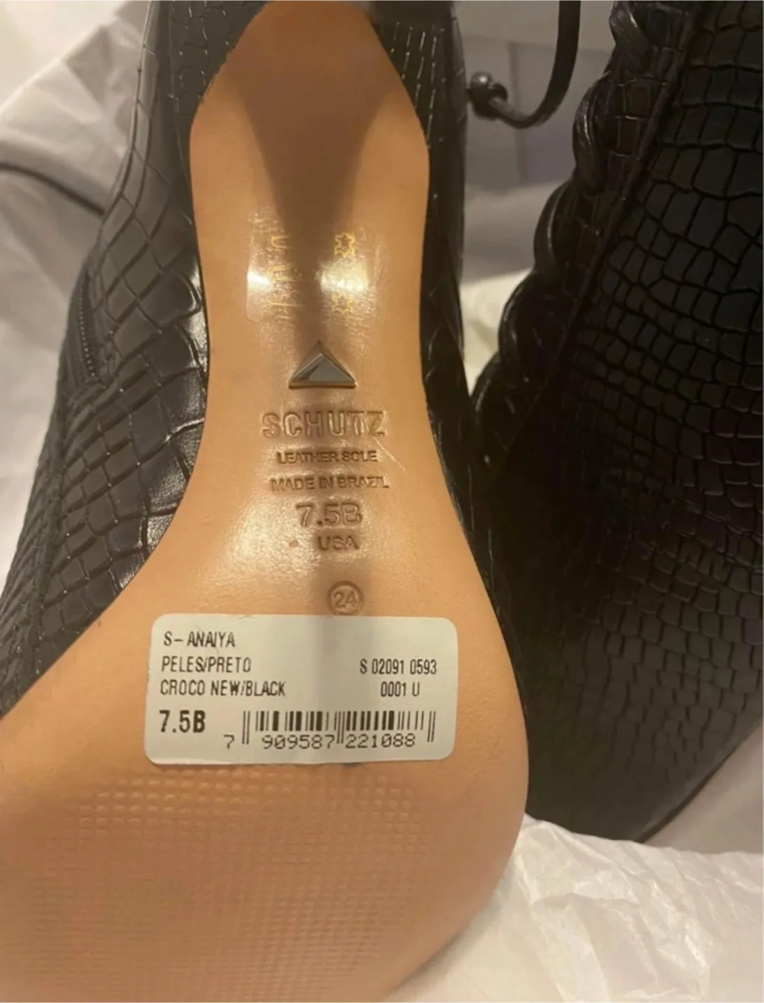 Schutz Black Croc Embossed Ankle Boots 7.5 image indicator(4)