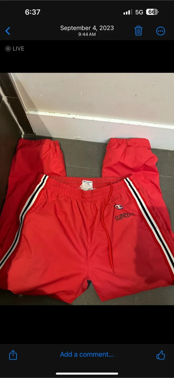 Champion x Supreme Track Pants - Red - X-Large thumbnail