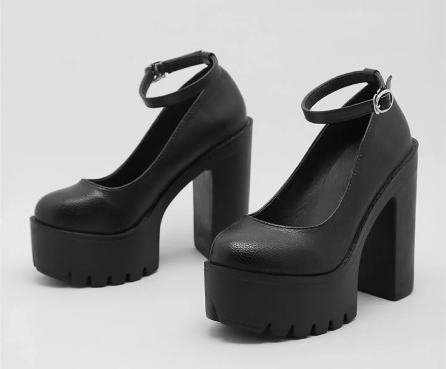 Black Platform Heels with Ankle Strap thumbnail