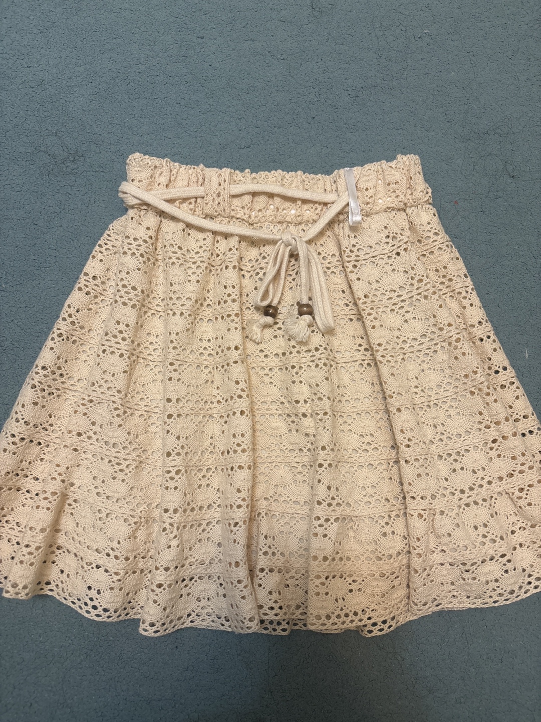 NEW Size 2 Beige Crochet Lace Mini Skirt