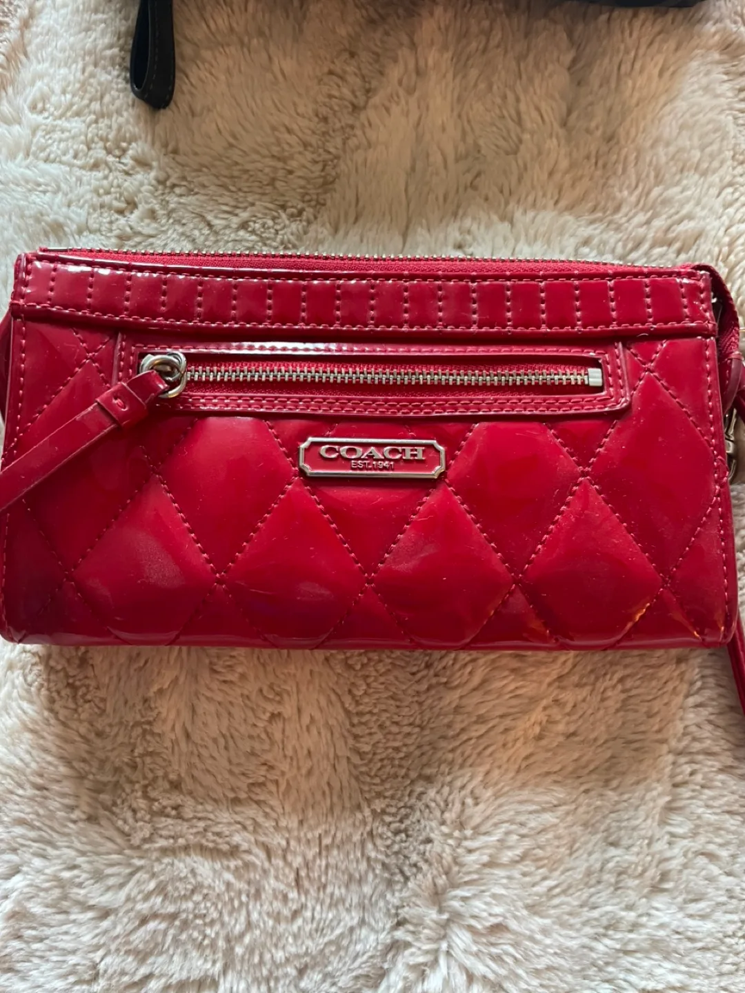 Coach Red Quilted Wristlet Wallet thumbnail