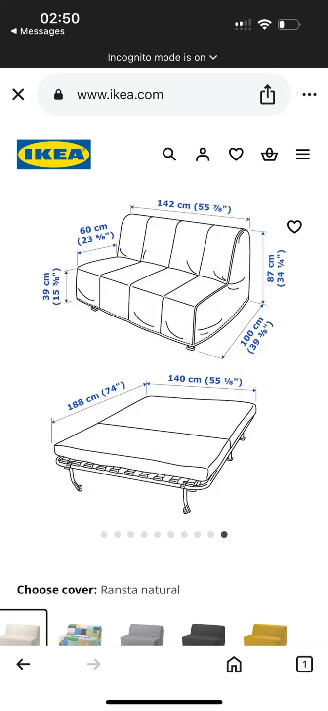 IKEA LYCKSELE Sofa Bed - white with covers image indicator(4)