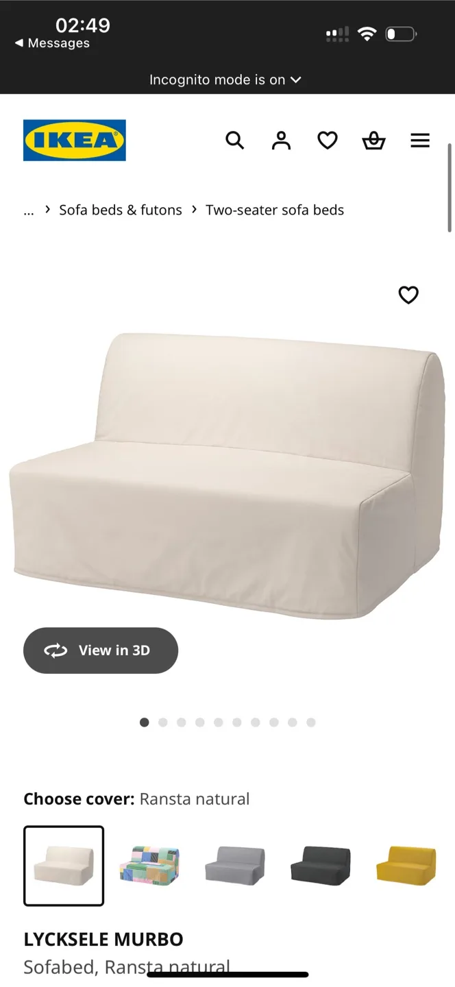 IKEA LYCKSELE Sofa Bed - white with covers image indicator(2)