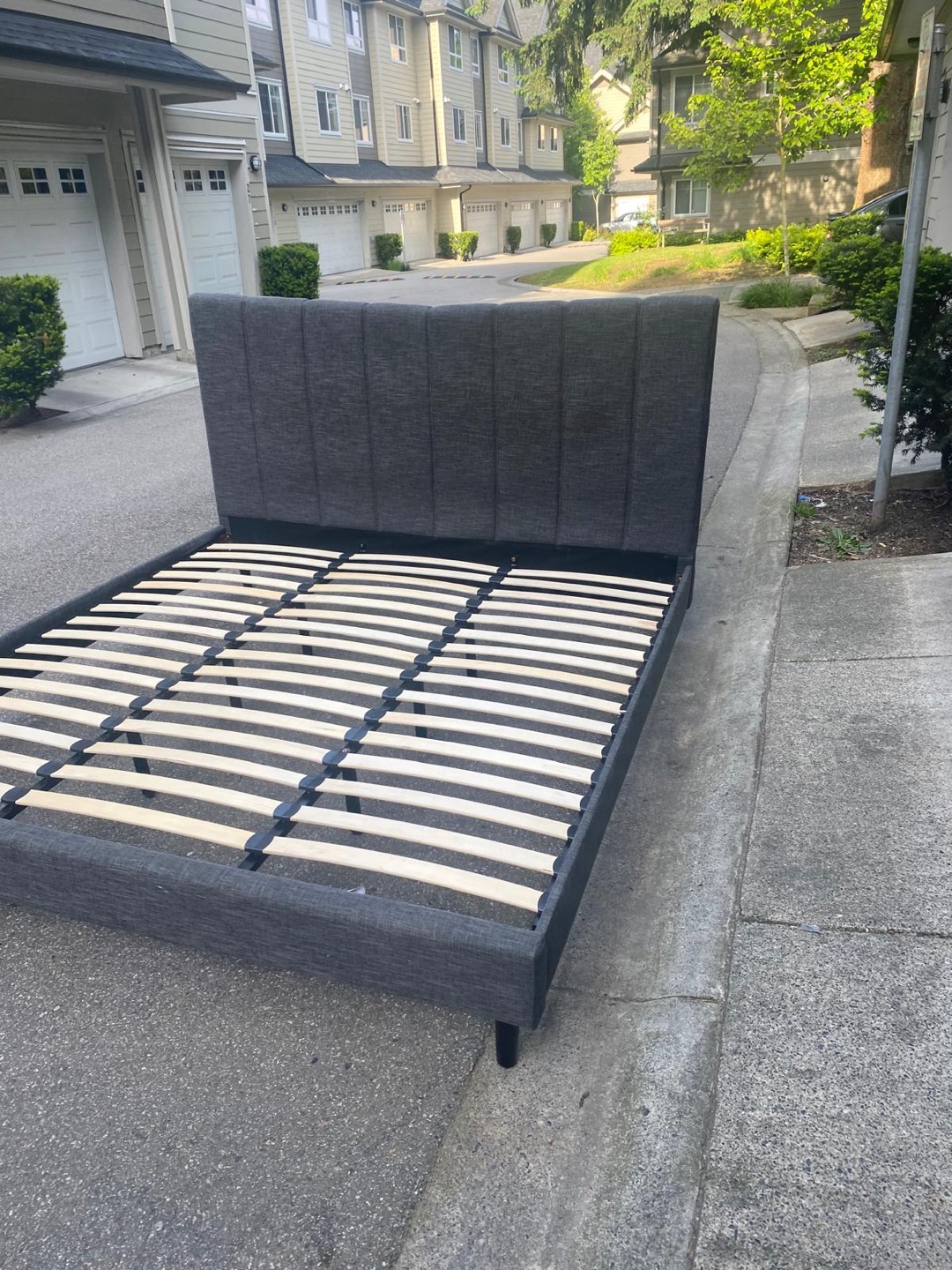 King Size Grey Fabric Bed Frame