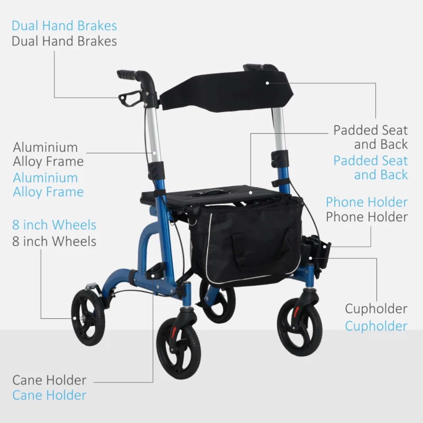 Adjustable Rolling Walker with Seat and Storage - photo 5
