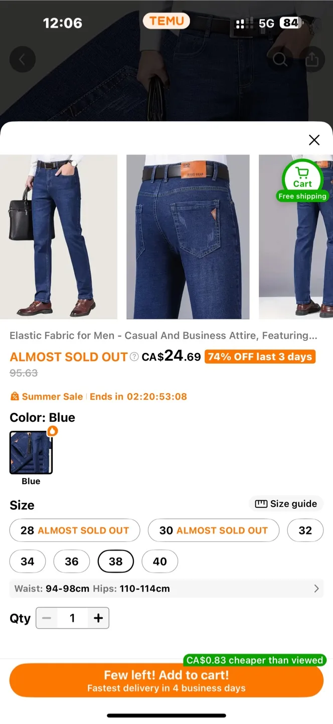 Men's Blue Jeans - Size 38 thumbnail