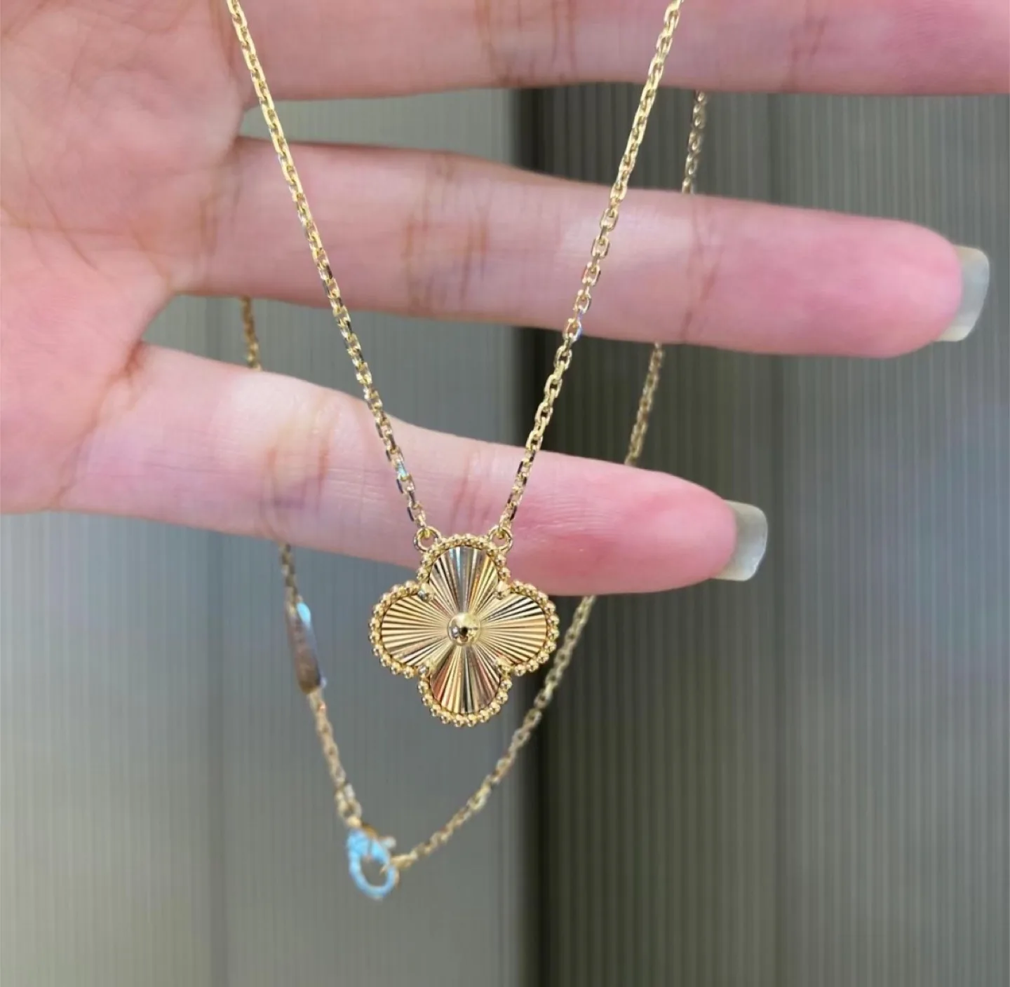 18K gold filled clover necklace thumbnail