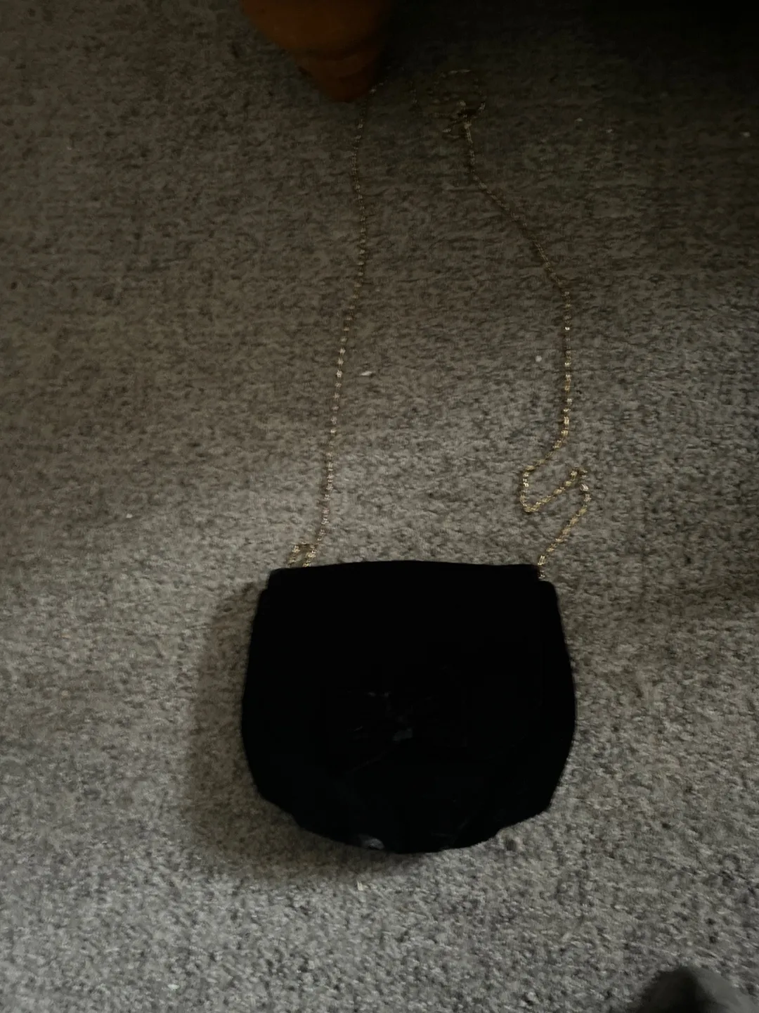 Black Velvet Evening Bag with Gold Chain thumbnail