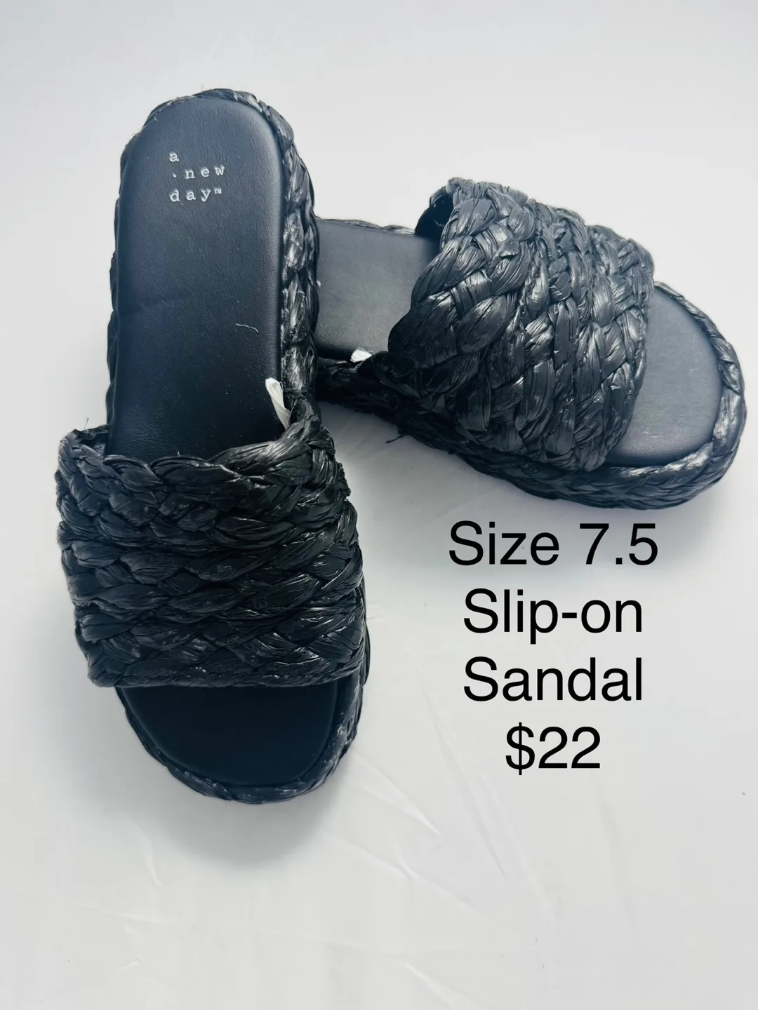 A New Day Black Woven Platform Sandals - Size 7.5 thumbnail