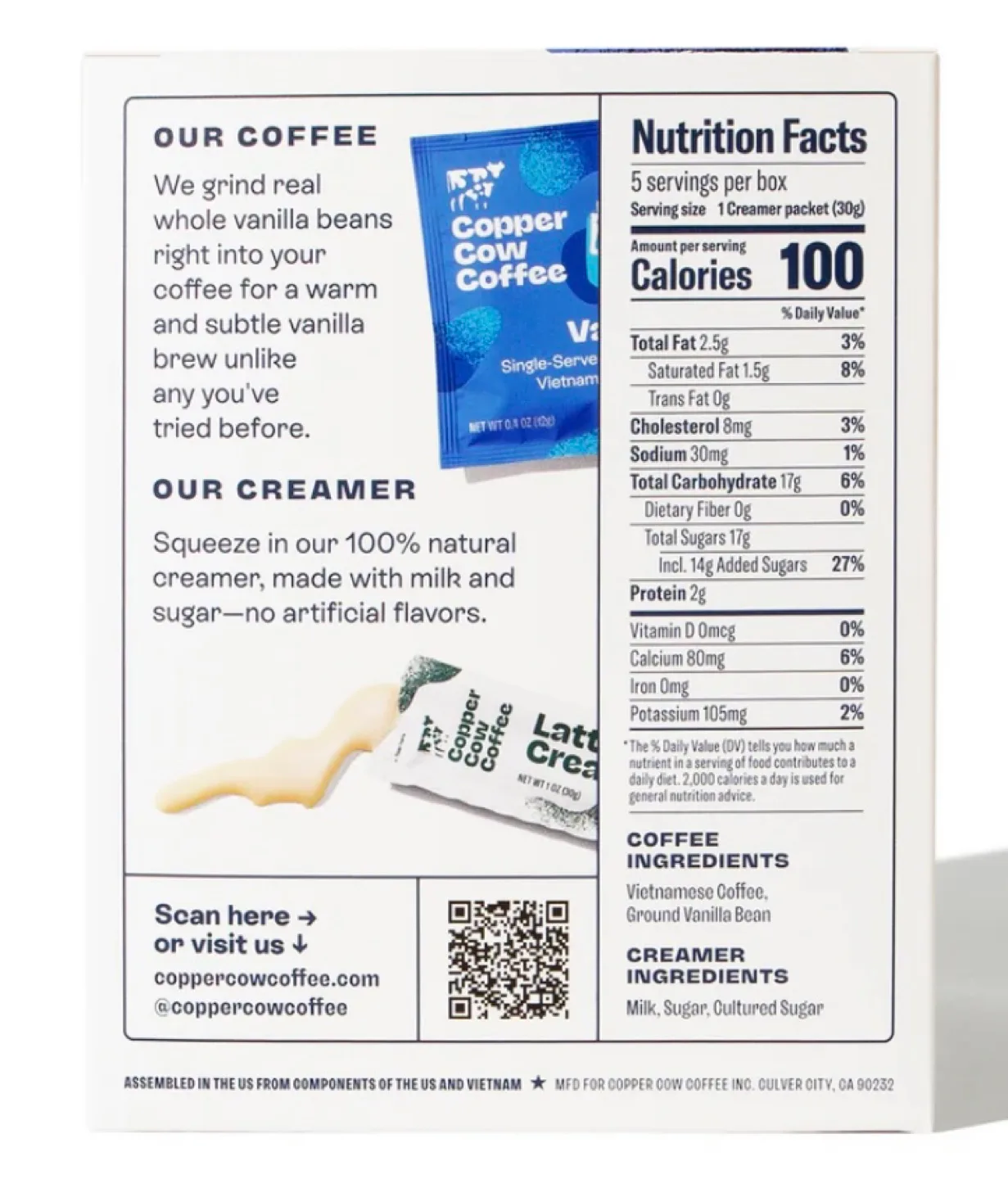 Copper Cow Coffee Vanilla Latte - Pour Over Coffees & 5 Creamers image indicator(2)