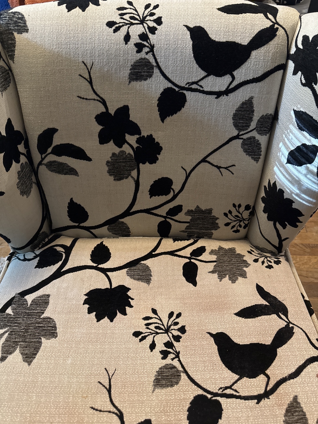Wingback Chair - Black and White Floral Pattern - photo 5