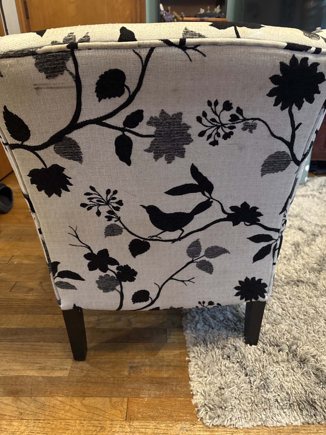 Wingback Chair - Black and White Floral Pattern - photo 3