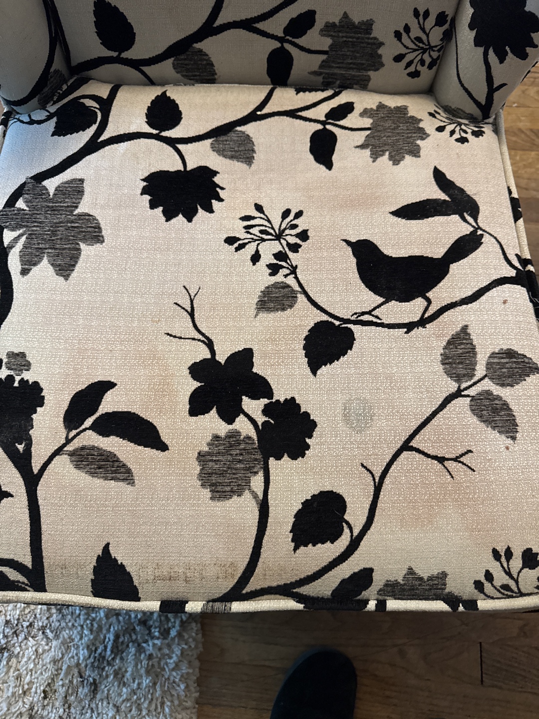 Wingback Chair - Black and White Floral Pattern - photo 4