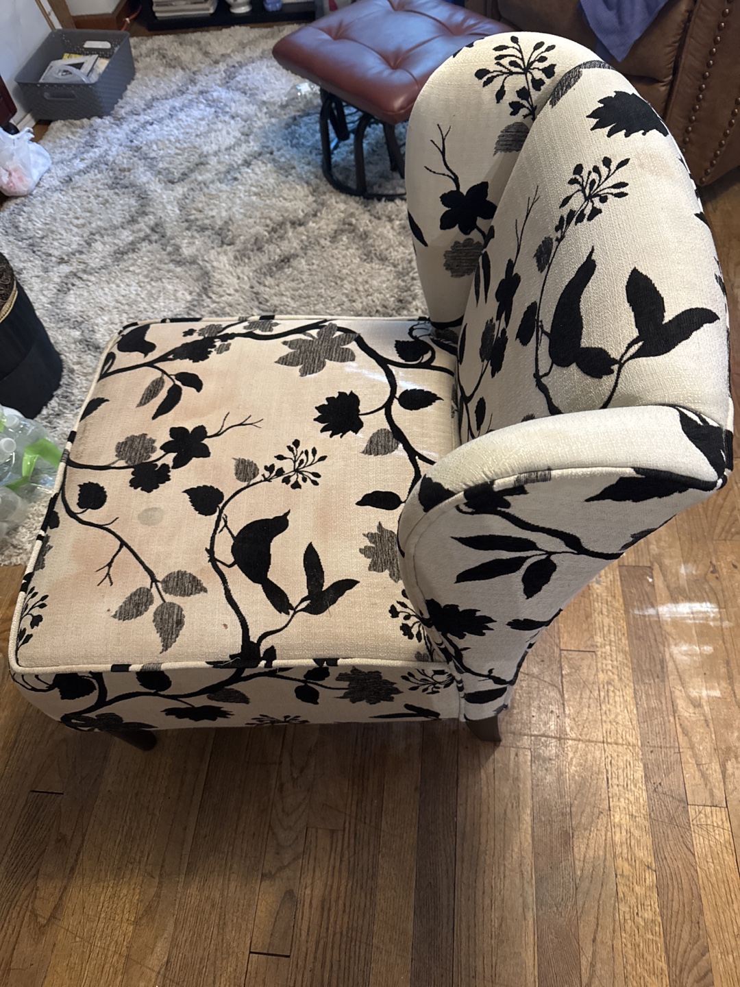 Wingback Chair - Black and White Floral Pattern - photo 2