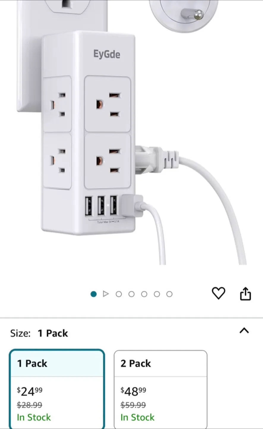 EyGde 3-Outlet Wall Tap with 4 USB Ports image indicator(5)