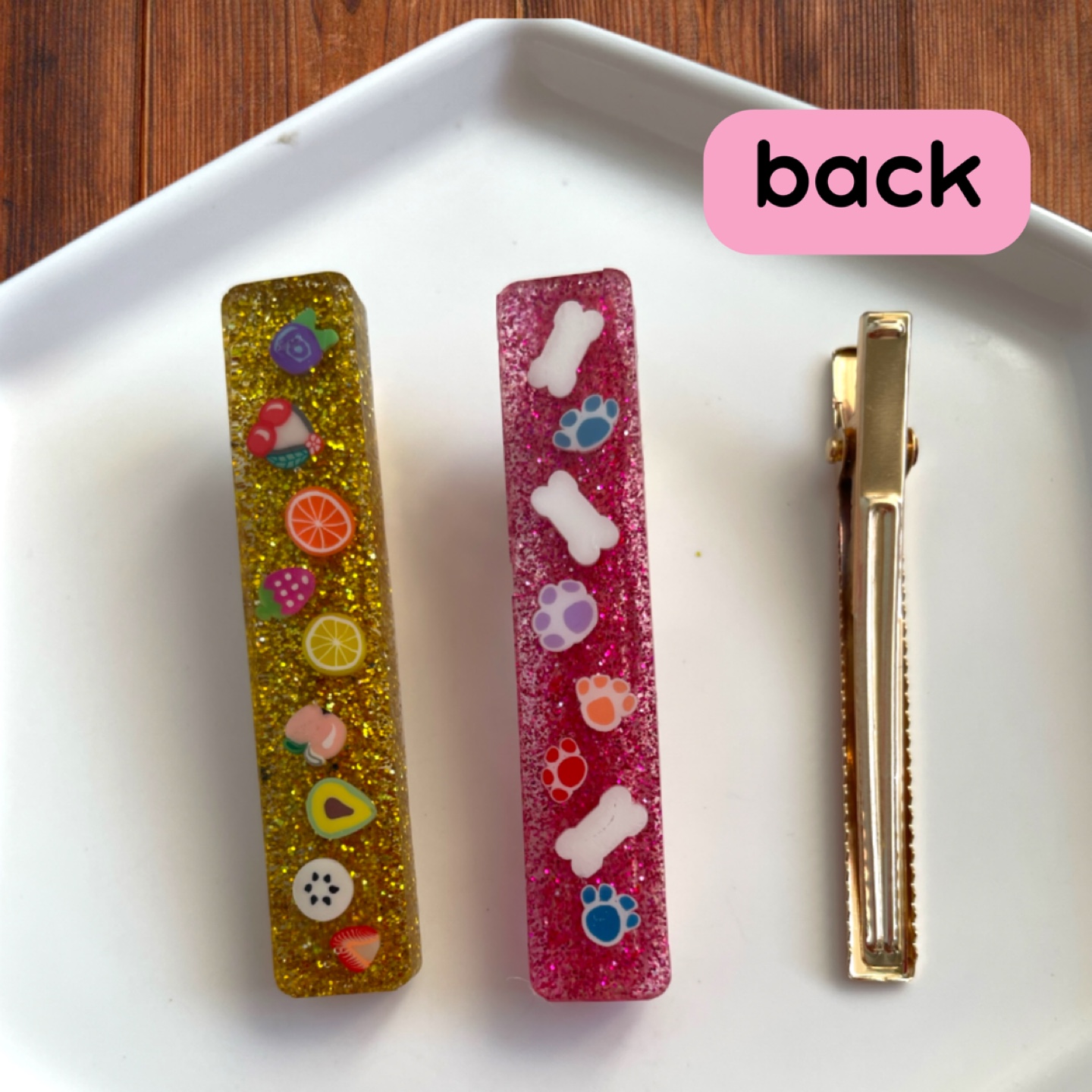 Set of 5 Handmade Resin Hair Clips - photo 3