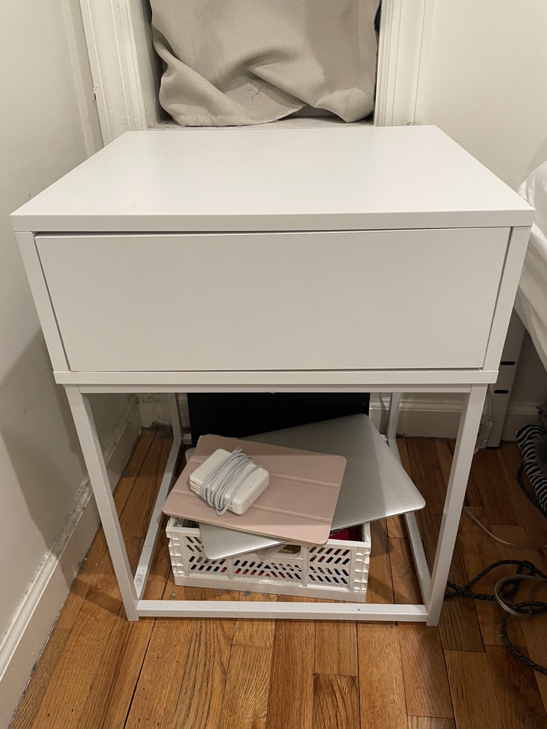 White Nightstand with Drawer