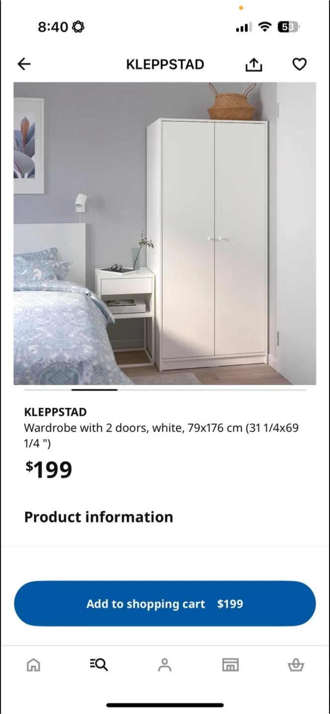 IKEA KLEPPSTAD Wardrobe - White image indicator(4)