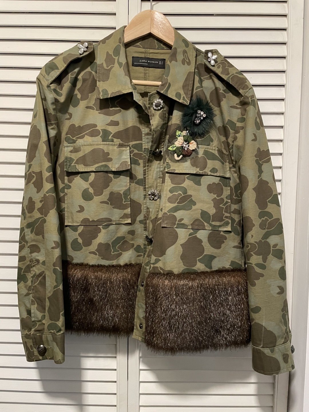 NWT Zara Woman Camo Jacket with  Fur Trim - photo 5