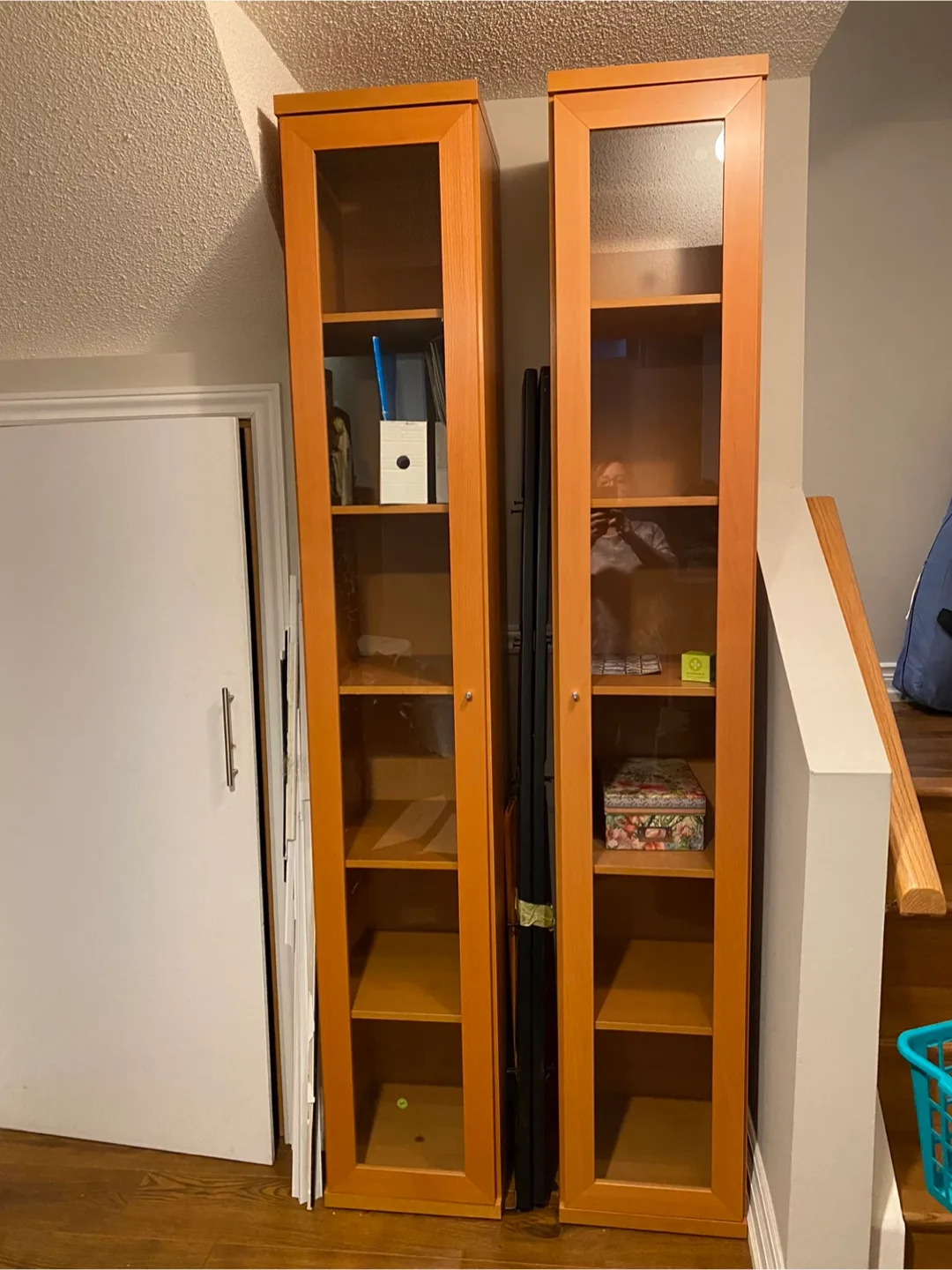 Pair of Wooden Display Cabinets with Glass Doors thumbnail