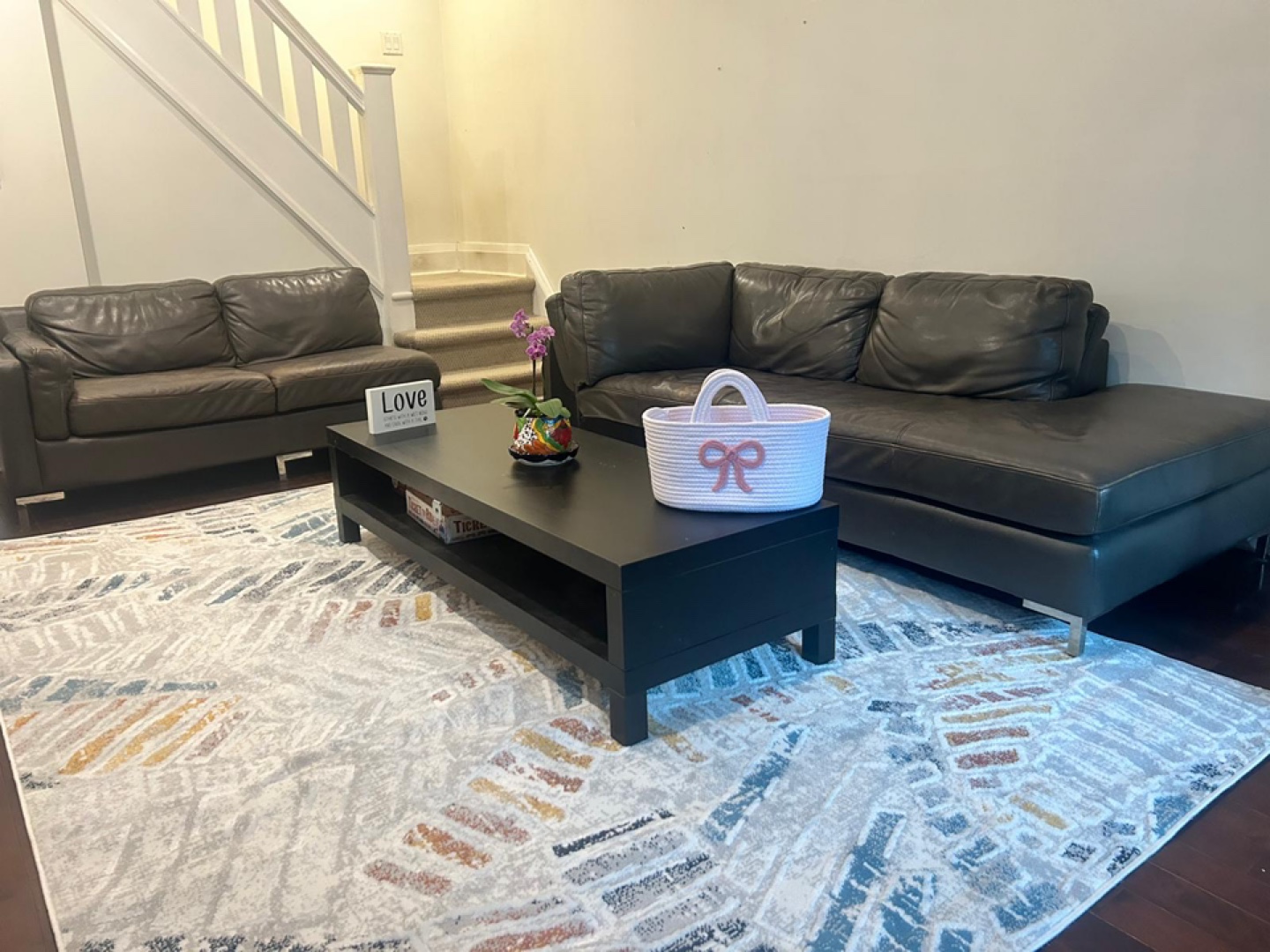 Dark Brown Leather Sectional Sofa