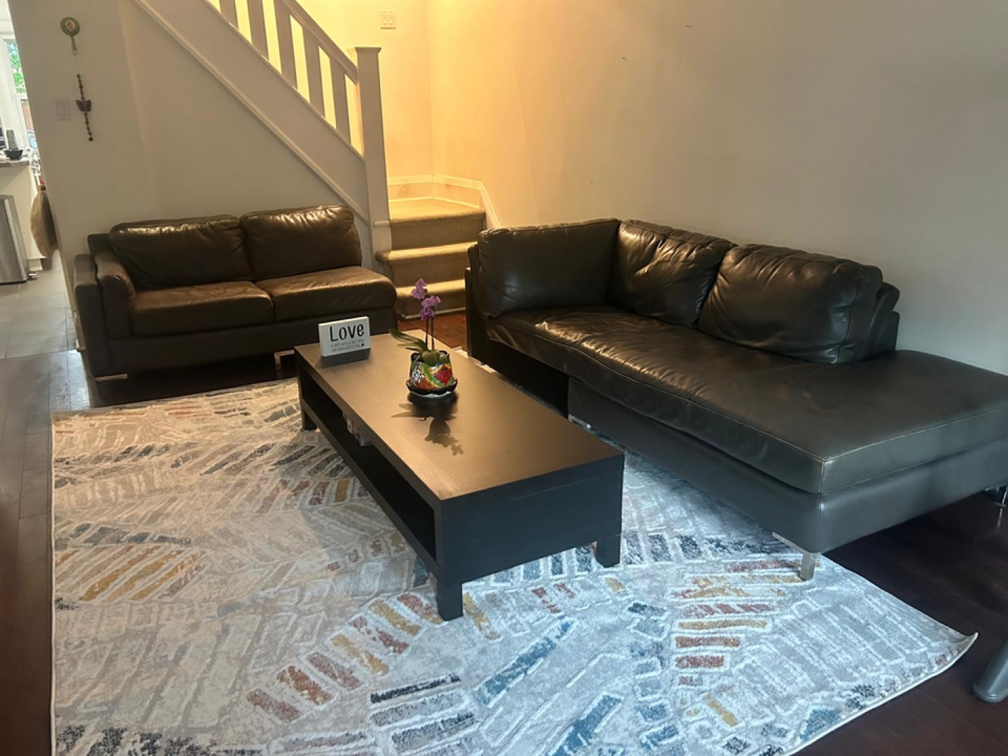 Dark Brown Leather Sectional Sofa - photo 4