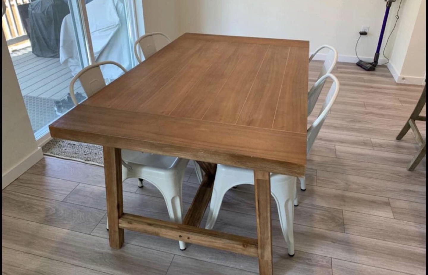Farmhouse Solid Wood Dining Table with 4 Metal Chairs - photo 3