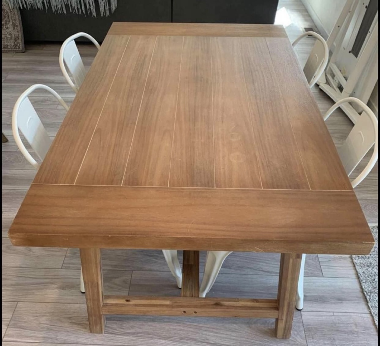 Farmhouse Solid Wood Dining Table with 4 Metal Chairs - photo 4