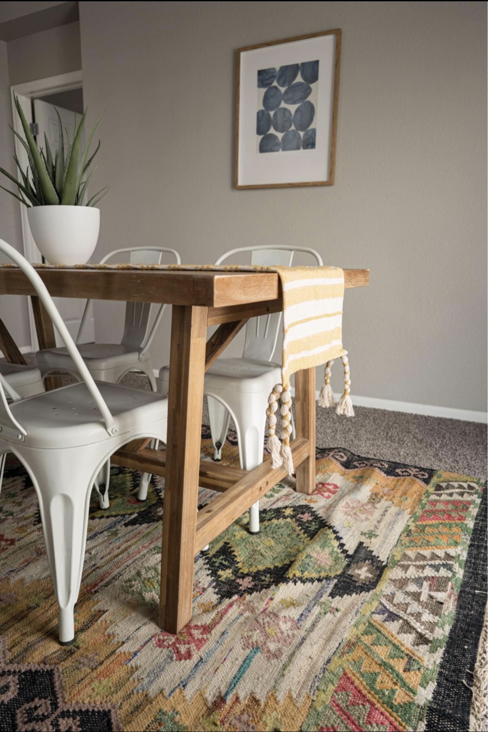 Farmhouse Solid Wood Dining Table with 4 Metal Chairs - photo 2