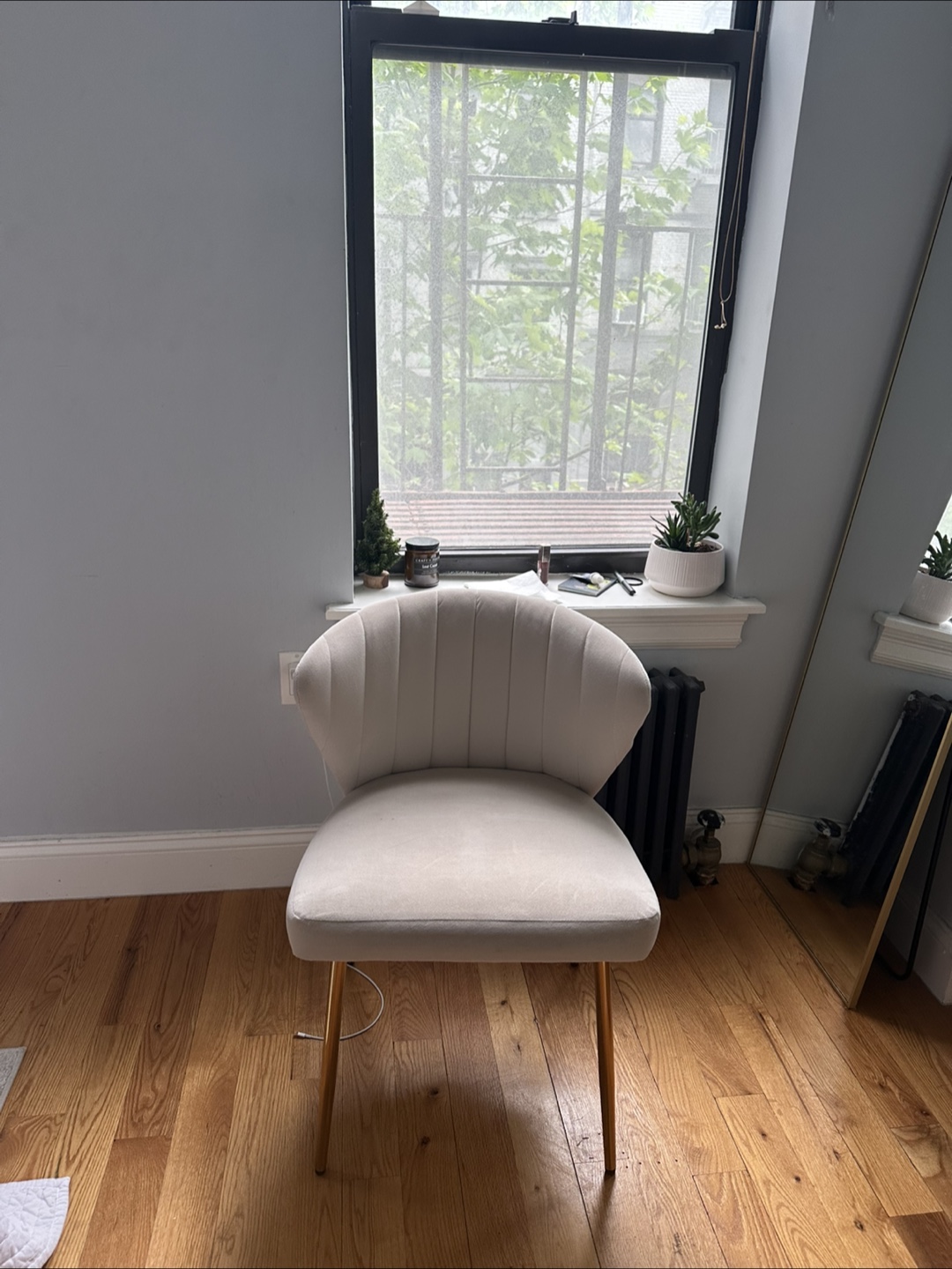 Velvet Accent Chair with Gold Legs