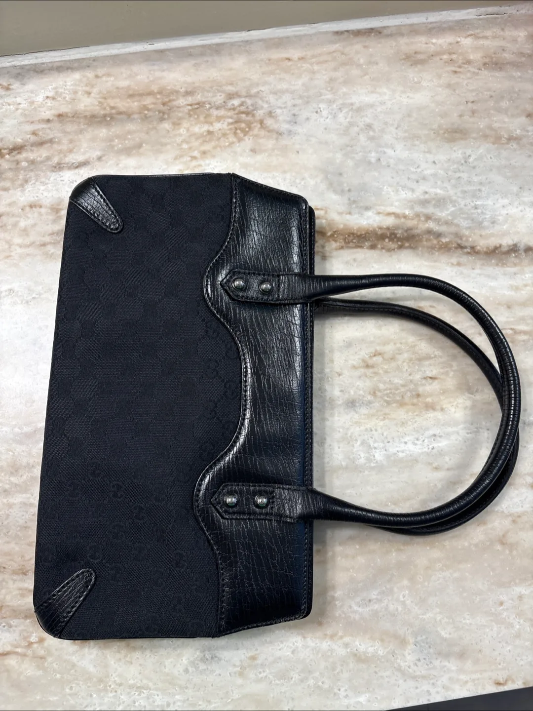 Gucci Black Leather and Canvas Handbag image indicator(3)