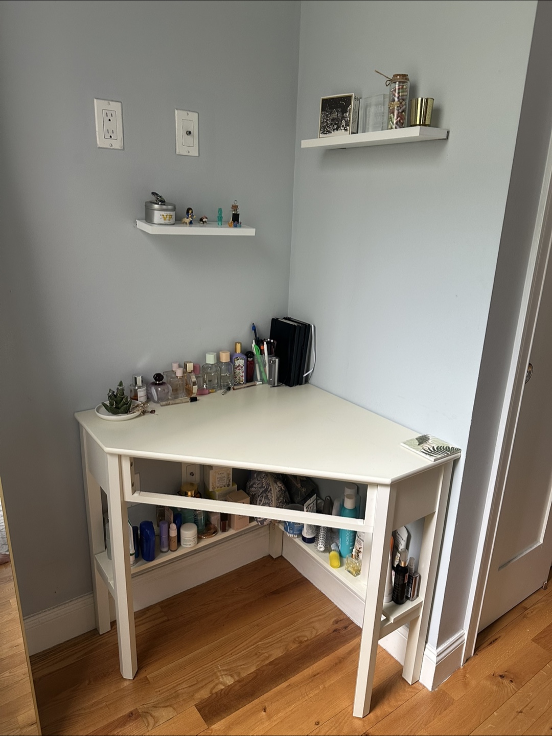 Moving Sale - White Corner Desk with Storage - photo 2
