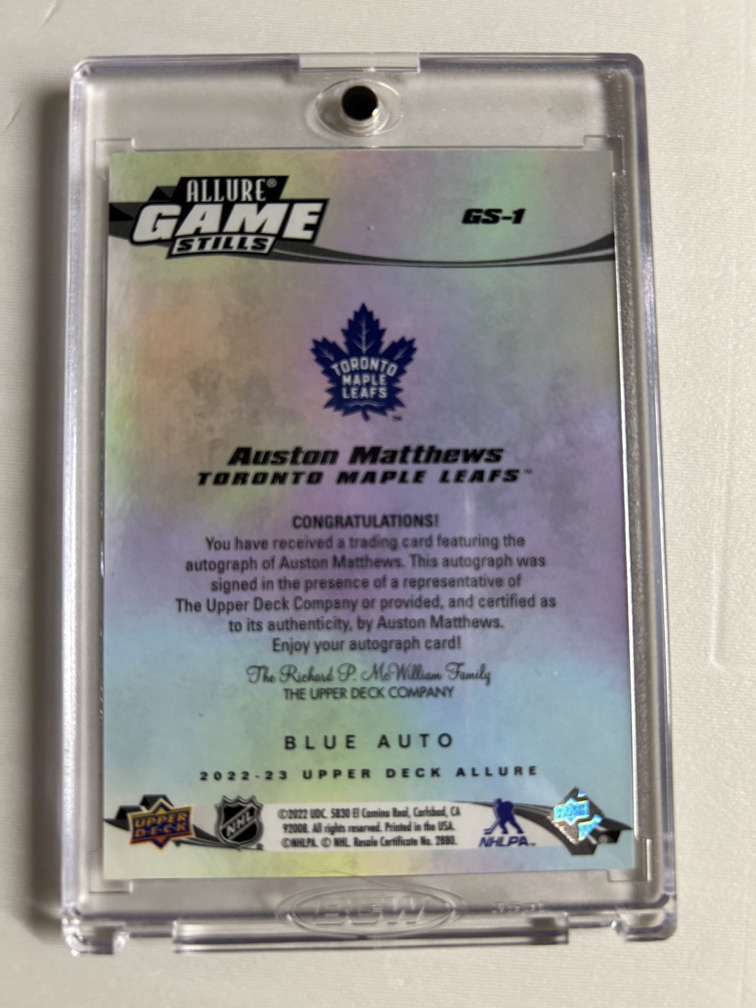 Auston Matthews Autographed Hockey Card - photo 2