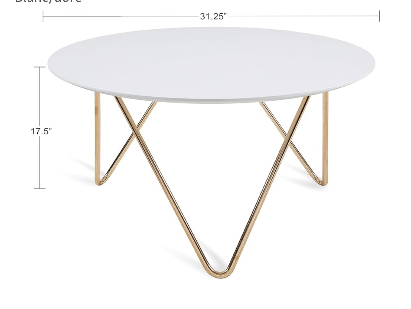 White Round Coffee Table with Legs - photo 3