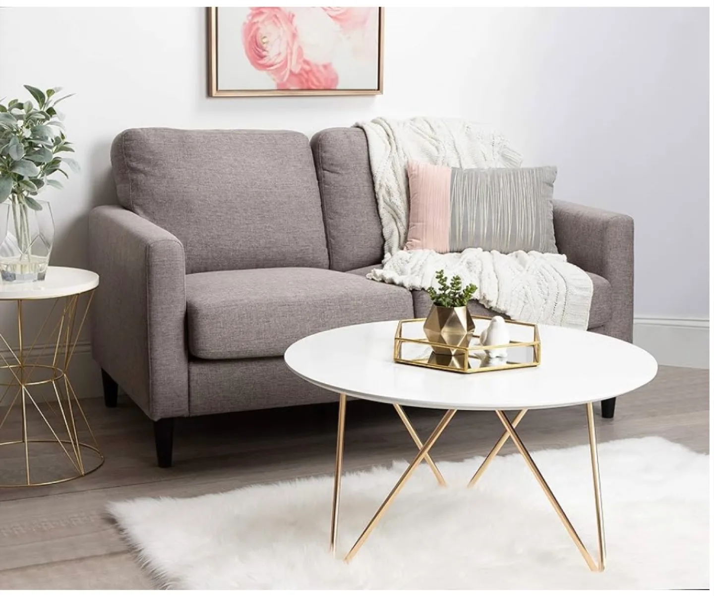 White Round Coffee Table with Legs thumbnail