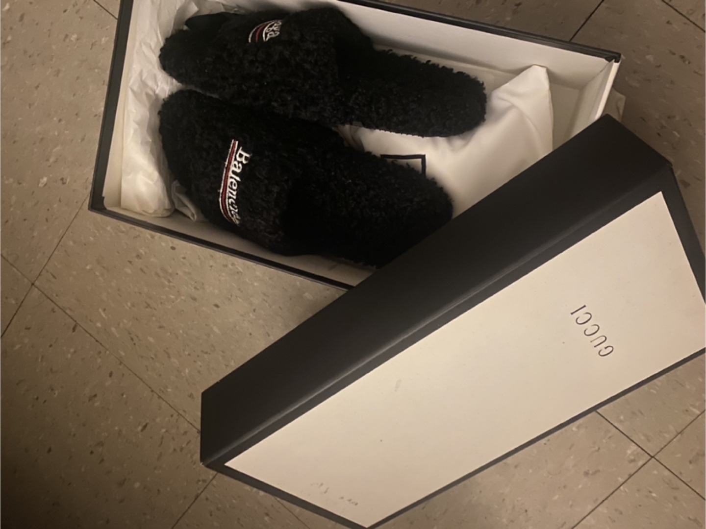 Balenciaga Black fur Slides 42