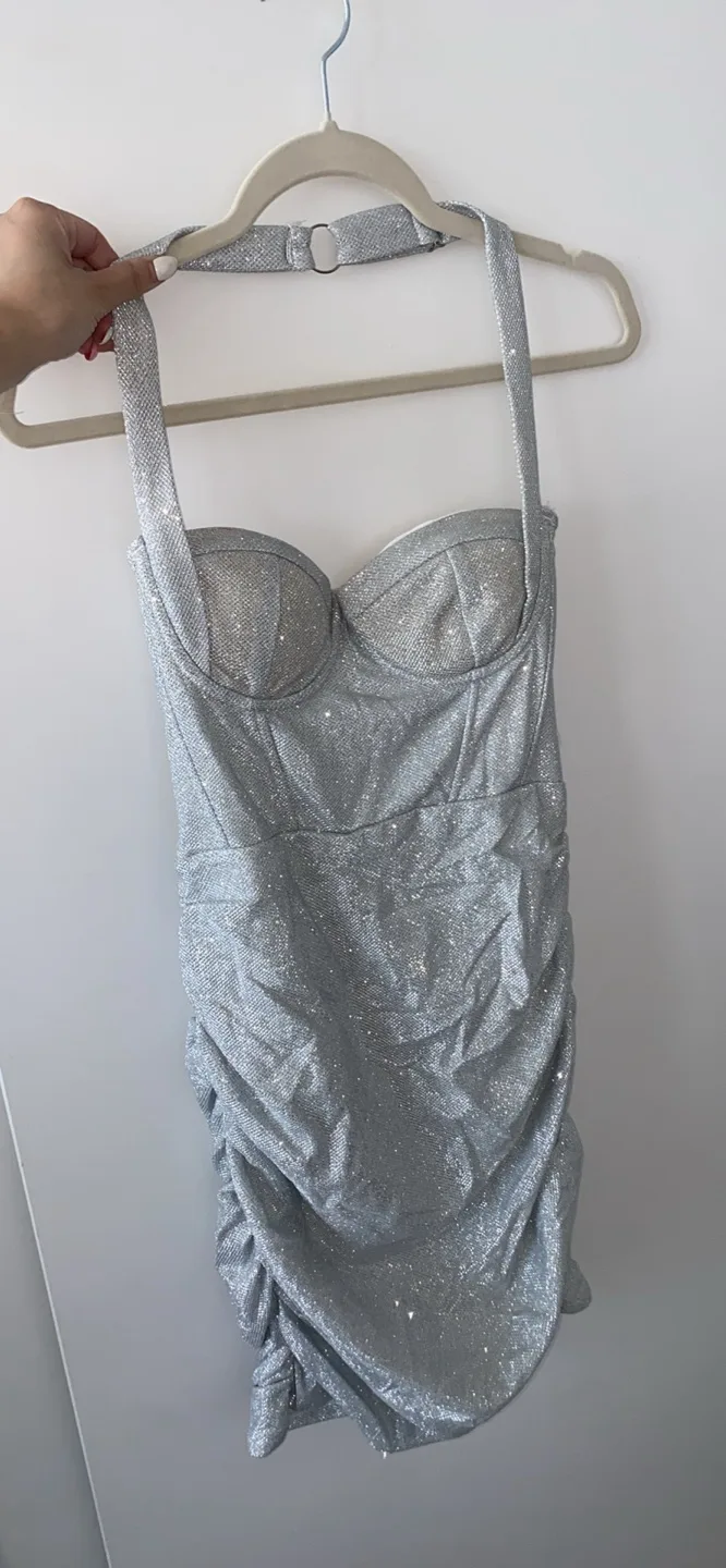 Sparkly silver women’s dress thumbnail