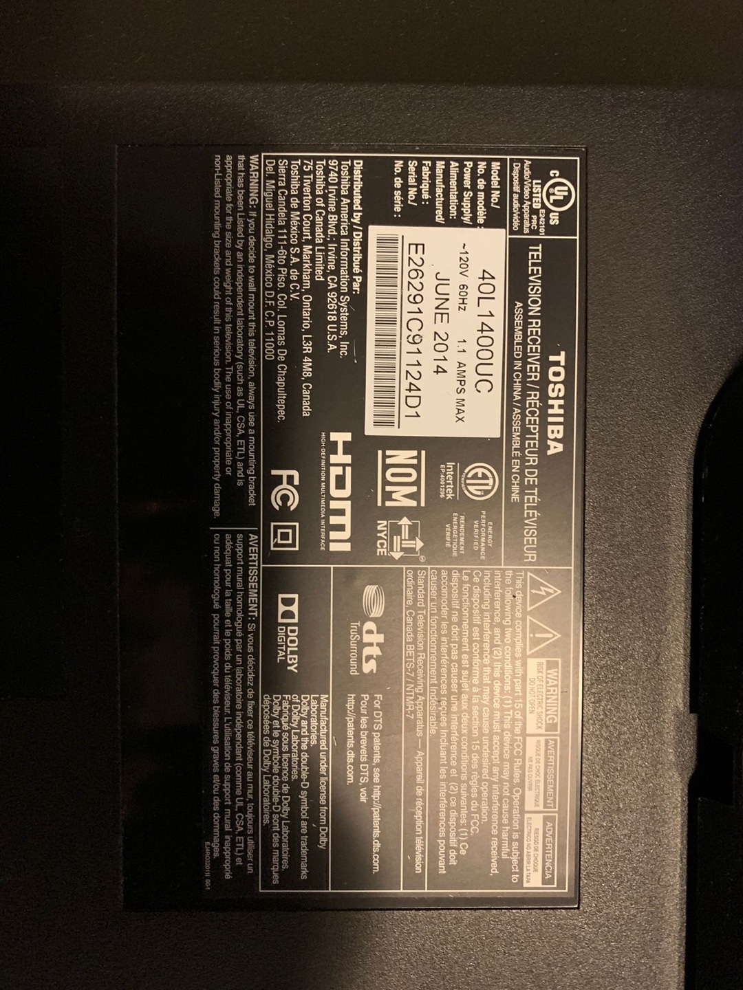 Toshiba 40L1400UC 40-inch LED HDTV - photo 3