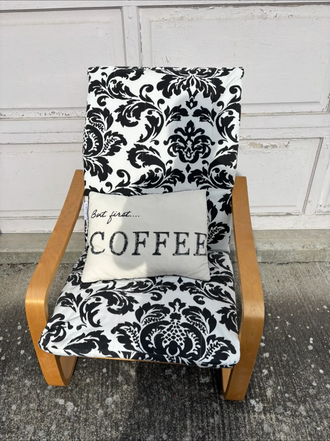 IKEA STRANDMON Wing Chair with Black and White Damask Cover image indicator(4)