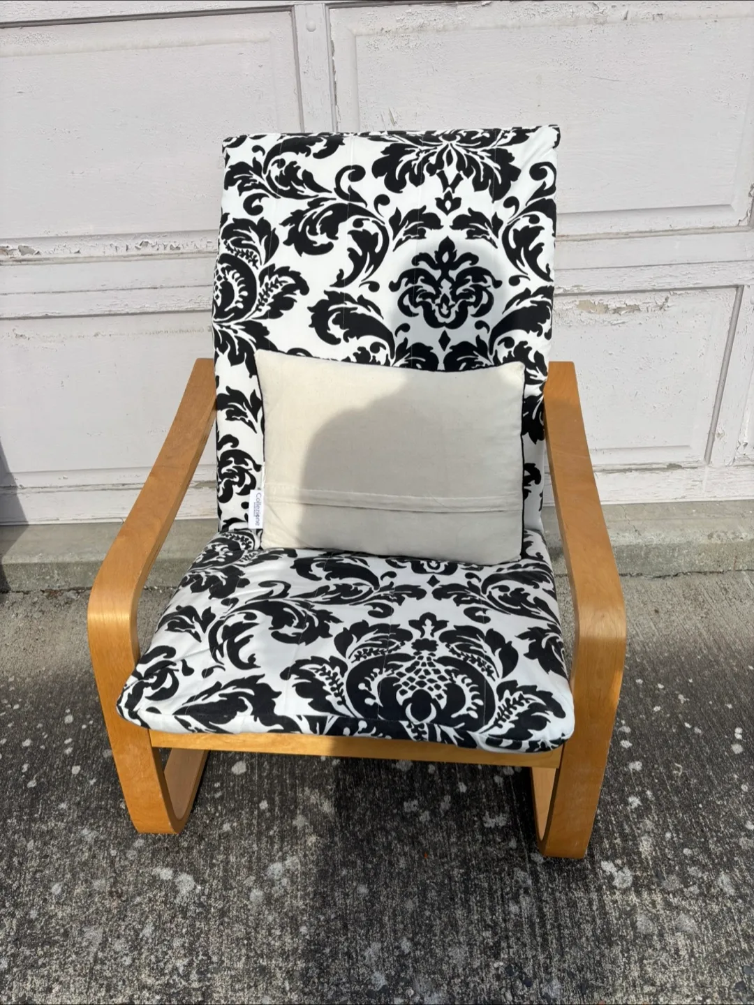 IKEA STRANDMON Wing Chair with Black and White Damask Cover image indicator(2)