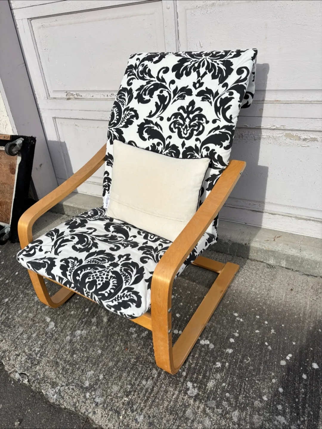 IKEA STRANDMON Wing Chair with Black and White Damask Cover image indicator(3)