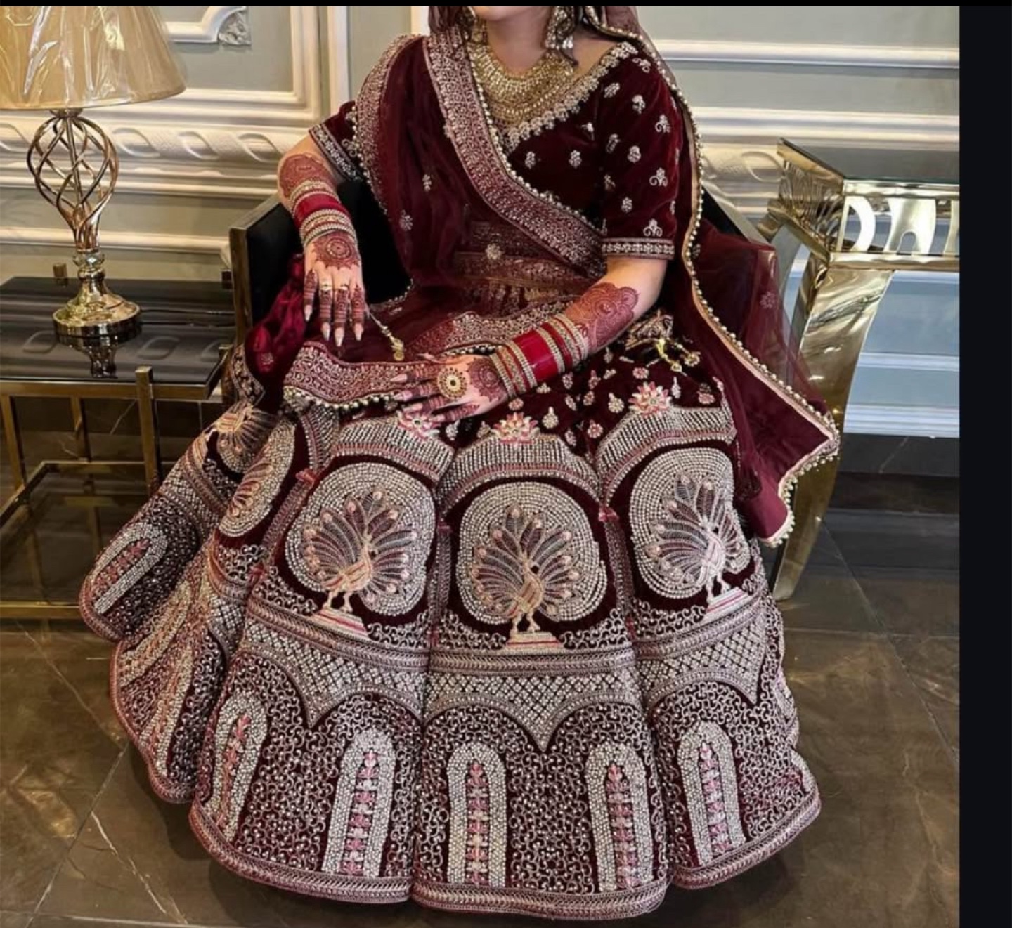 Stunning Maroon Bridal Lehenga Choli