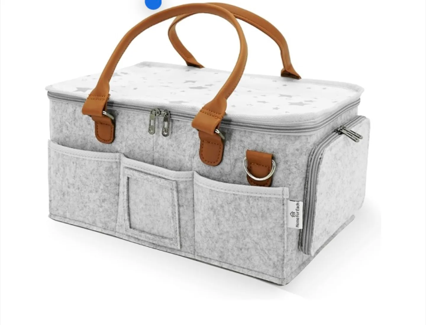 Grey Felt Baby Diaper Caddy Organizer with Star Pattern thumbnail